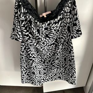 Hutch black and white floral mini dress strapless.